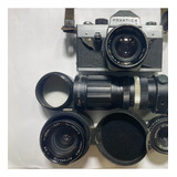 Kit Câmera Fotográfica Analógica Praktica L + 3 Lentes