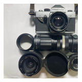 Kit Câmera Fotográfica Analógica Praktica L + 4 Lentes