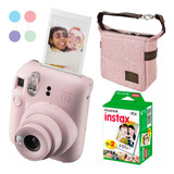 Kit Camera Instax Mini 12 Rosa Revela Foto + Filme + Bolsa