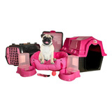Kit Caminha Cachorro Completo Luxo Medio Cor Rosa Desenho N/a