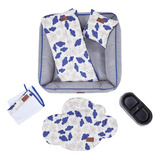 Kit Caminha Para Pet Cachorro Gato 6 Peças G Azul Lavavel Desenho Nuvens