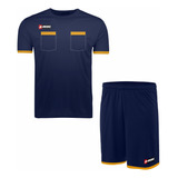 Kit Camisa Arbitro Azul Marinho + Short Arbitragem + Brinde