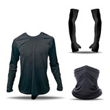 Kit Camisa Bandana Manguito Bike Pesca Moto Ciclismo Térmica