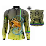 Kit Camisa + Buff De Pesca Masculino Fator Uv50+ Sk27rajada