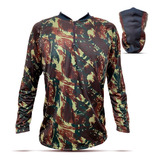 Kit Camisa Camiseta Pesca + Bandana Buff Dry Fit Proteção Uv