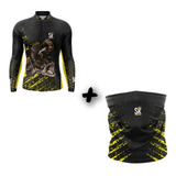 Kit Camisa Camiseta Pesca + Buff Proteção Solar Uv50+ Sk07