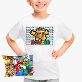 Kit Camiseta + Almofada 30x20 - Super Mario Bowser Koopa