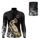 Kit Camiseta + Buff Bandana Traíra Cinza Com Proteção Uv50