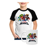 Kit Camiseta Raglan Marvel + Caneca Heróis The Avengers 2023