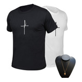 Kit Camisetas Masculinas Camisa Religiosa 02 Und+corrente