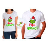 Kit Camisetas+body Família 3 Pçs Pai, Mãe E Filho(a) Grinch 