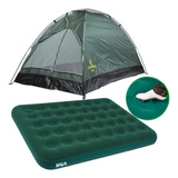 Kit Camping Colchão Casal Com Inflador + Barraca 2 Pessoas