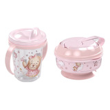 Kit Caneca 330ml Pote De Papinha Com Amassador Bebe Infantil