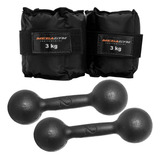 Kit Caneleiras 3kg + Par Halteres De 2kg Para Academia Cor Preto