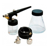 Kit Caneta Aerógrafo Pistola De Pintura Artistica Cor Preto