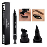 Kit Caneta Delineador 2 Em 1 Carimbo Olho Gatinho Waterproof