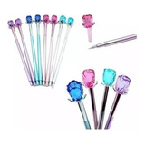 Kit Caneta Flor Cristal Ponta Fina 100 Unidades 