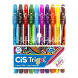 Kit Caneta Gel Trigel Cis Estojo Com 10 Cores Fashion