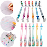 Kit Caneta Marca Texto Estojo Roller Carimbo Ponta Fina