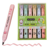 Kit Caneta Marca Texto Pata De Gatinho 6 Cores Fofo Kawai