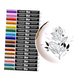 Kit Caneta Marcador Porcelana Compactor 16 Cores