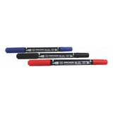 Kit Caneta Marcador Retroprojetor Cd Dvd 3 Cores Ponta Dupla