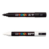 Kit Caneta Posca Uniball Pc-5m Preto E Branco