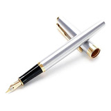 Kit Caneta Tinteiro Baoer 388 Metal Aço + Estojo + 2 Tintas