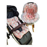 Kit Capa Acolchoada Carrinho E Bebê Conforto 100% Algodão