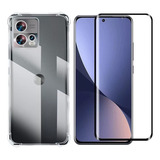 Kit Capa Anti Impacto Para Moto Edge 30 Fusion + Pelicula Cor Transparente