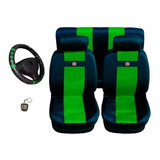 Kit Capa Banco Carro Palio Uno Logo Fiat + Capa De Volante