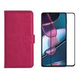 Kit Capa Carteira Pink Para Xiaomi Poco X5 Pro + Pelicula