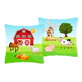 Kit Capa De Almofada Infantil Fazendinha