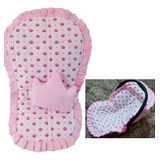 Kit Capa De Carrinho + Capa Bebê Conforto Princesa Rosa