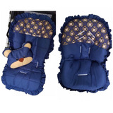 Kit Capa De Carrinho + Capa De Bebe Conforto Urso Azul Marinho