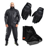 Kit Capa De Chuva, Luva Fit X X11, Polaina, Moto Motoboy