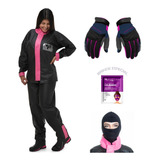 Kit Capa De Chuva E Luva X11 Feminina, Balaclava Grátis Moto