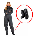 Kit Capa De Chuva Feminina Motoqueiro Líder M + Sobre Bota M