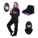 Kit Capa De Chuva Feminina Pantaneiro Impermeável + Touca Ninja Balaclava + Polaina Galocha Moto Motoqueiro Motociclista