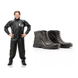 Kit Capa De Chuva Motoqueiro + Bota Pantaneiro Impermeavel..