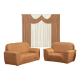 Kit Capa De Sofá 2 E 3 Lugares + Cortina Paris 2 Metros