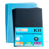 Kit Capa Encadernação A4 - Preta Couro + Cristal Line 100un