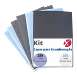 Kit Capa Encadernação A4 - Preta Couro + Cristal Line 500un