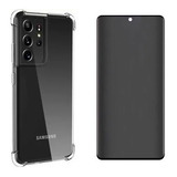Kit Capa P/ Galaxy S21 Ultra + Pelicula Fosca Privacidade