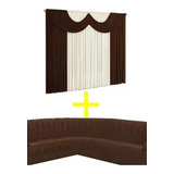 Kit Capa Para Sofa De Canto Sem Braço +cortina 2 Metros