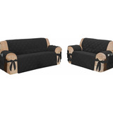 Kit Capa Protetor Sofa Jogo 3, 2 Lugares Azul Royal C/ Laço