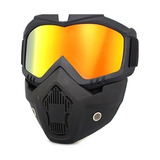 Kit Capacete Aberto De Moto Óculos Máscara Protetor Preto