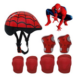 Kit Capacete Cotoveleira Infantil Homem Aranha Bike Skate