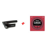 Kit Capotraste Violão Braçadeira Viola D'addario Pwcp07 Capo + Encordoamento De Nylon Daddario Ej27n