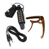 Kit Captador Violão Viola + Capotraste Elegance Amadeirado